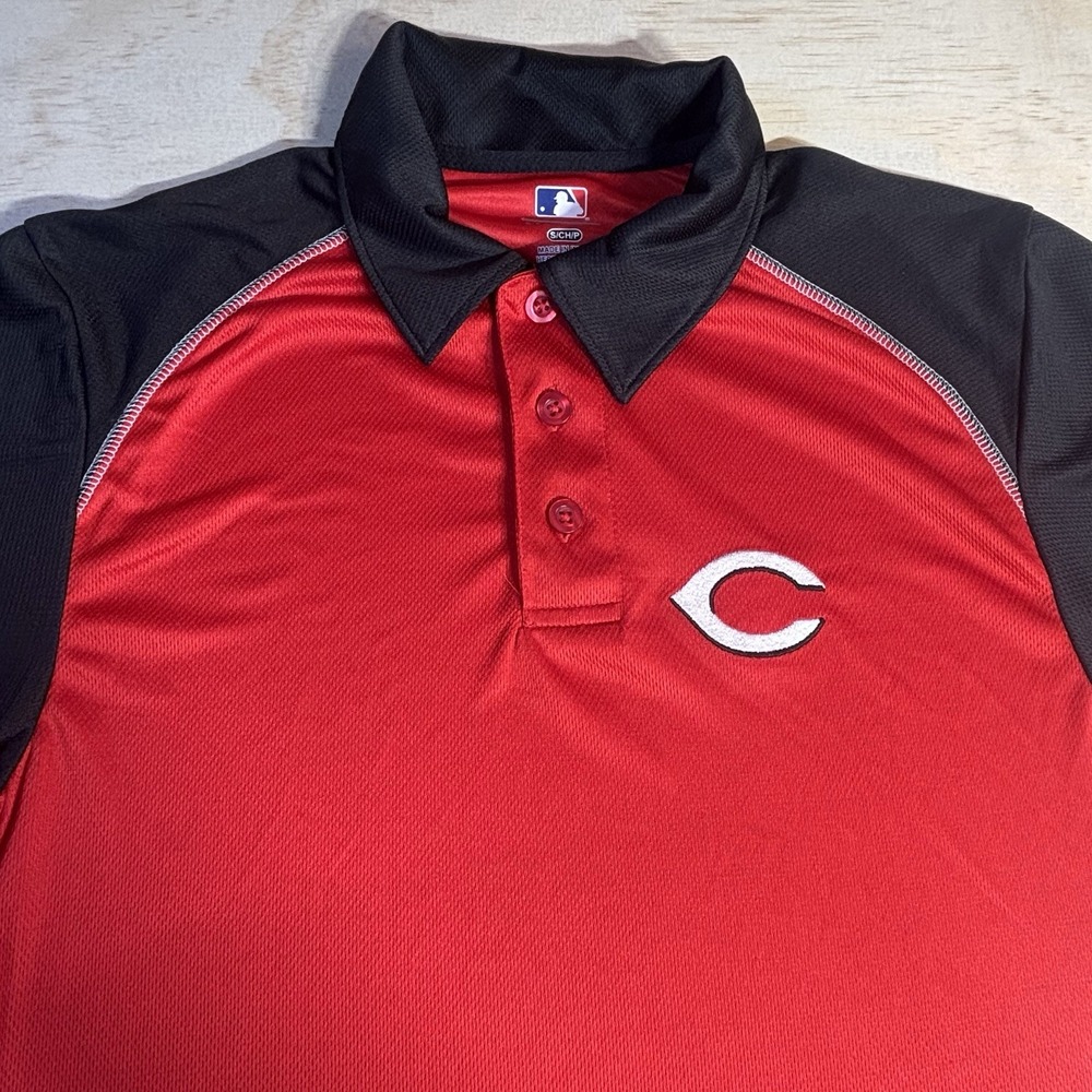 Majestic Cincinnati Reds Polo Shirt Small Red MLB Baseball Performance Polo